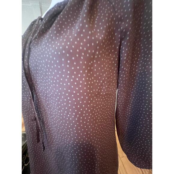 Loft Tie Neck Polka Dot 3/4 Sleeve Blouse - Small - Picture 4 of 7